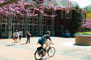 A view of the windowed front of Dutton Hall